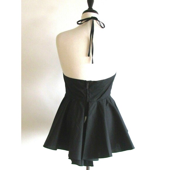 Women's Blouses Designer Kendall & Kylie Black Halter Peplum Style Blouse Large - Picture 2 of 14